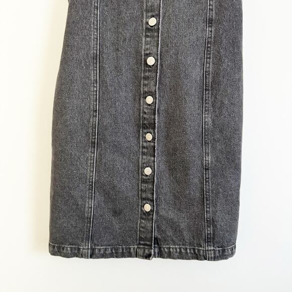 LEVI'S Tuli Denim Front Button Jumper Mini Dress Washed Black Small S - Picture 5 of 10